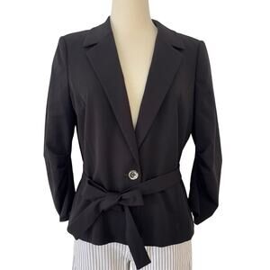 WHBM All Season Belted Blazer Jacket in Black | 10 NWT